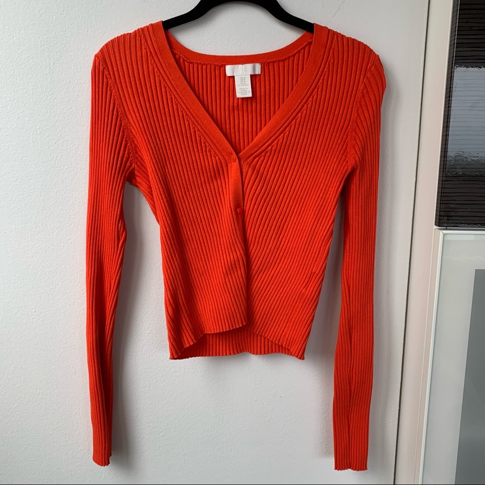 H&M Coral Ribbed Cardigan